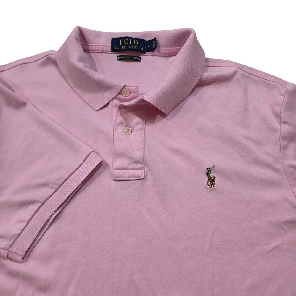 Polo Ralph Lauren Pima Soft Touch Polo Shirt Men Large Pink Short Sleeve Pony